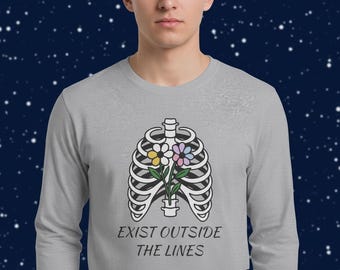 Ribcage Flowers Exist Outside The Lines Long Sleeve Tee