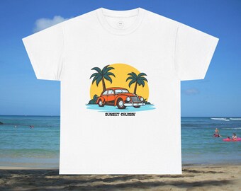 Retro Sunset Cruisin' Tee | T-Shirt, Beach Vibes Road Trip Design