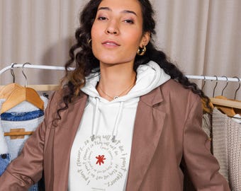 Felpa con cappuccio con citazione di Frida Kahlo: Eco Raglan, stampa floreale