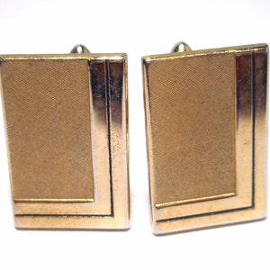 CuffLinks Swank Vintage from the 1950s Rectangle Modern Style Gold Tone Ready for Engraving Lovely Pair image 1