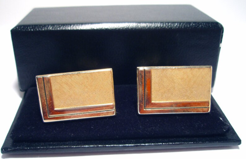 CuffLinks Swank Vintage from the 1950s Rectangle Modern Style Gold Tone Ready for Engraving Lovely Pair image 4