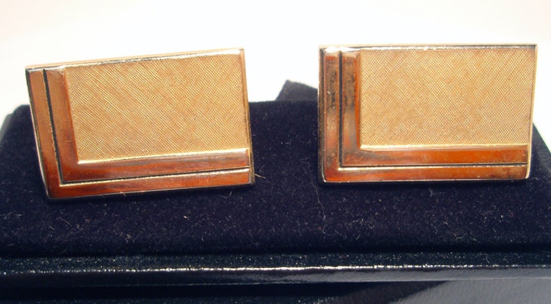 CuffLinks Swank Vintage from the 1950s Rectangle Modern Style Gold Tone Ready for Engraving Lovely Pair image 5