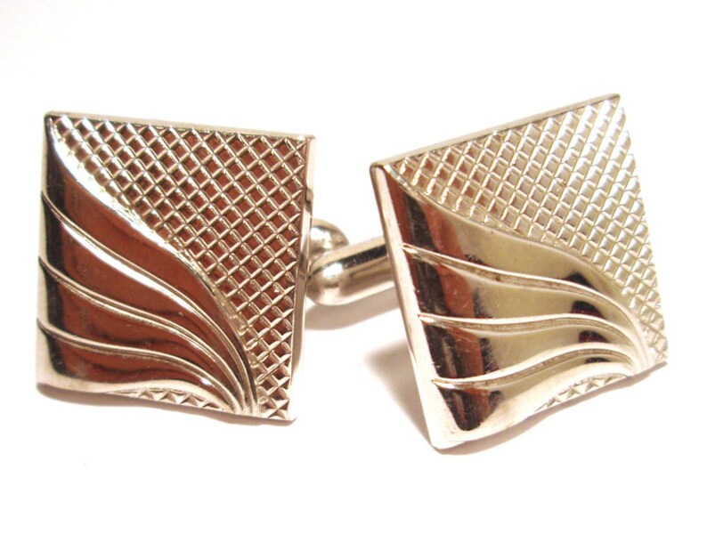 Cufflinks Swank Vintage From the 1950s Silver Tone Square Etsy