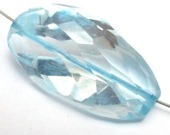 Aquamarine Faceted Focal Bead Blue Giant Fantasy Fancy Cut One of a kind Handmade Vintage 1980's stock JAC