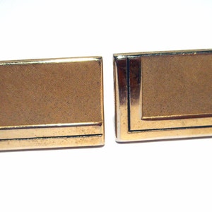 CuffLinks Swank Vintage from the 1950s Rectangle Modern Style Gold Tone Ready for Engraving Lovely Pair image 2