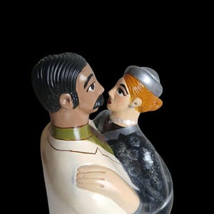1920s TANGO COUPLE SCULPTURE – Large Handmade Ceramic Figurine – Argentine Tango Art – Art Deco Style – 33 cm Tall