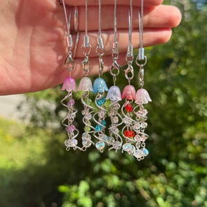 Jellyfish Phone Charm, Jellyfish Keychain, Beaded Keychain, Beaded Jellyfish, Coastal Keychain, Whimsy Keychain, Cute Phone charm for her