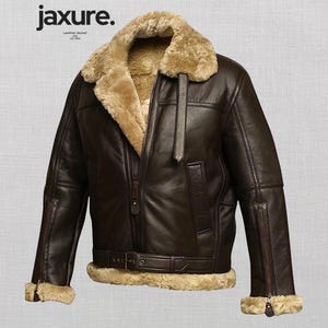 Men’s B3 Bomber Jacket RAF Aviator Shearling WW2 Pilot Leather Flying Coat Vintage Military Style