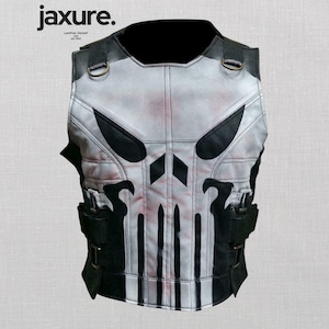 Punisher Vest Jon Bernthal Frank Castle Black Leather Cosplay Costume Men’s Tactical Style Season 2