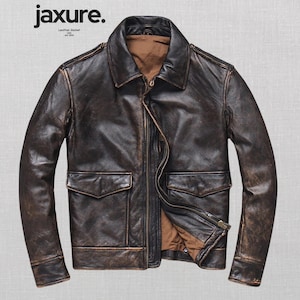 A2 Fliegerjacke Braun Distressed Leder Air Force Bomber Fliegerjacke Herren Vintage Pilot Style