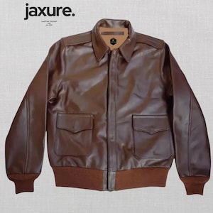 Blouson aviateur A2 pour homme marron, manteau aviateur vintage style aviateur de l'armée de l'air en cuir véritable