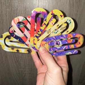 Colorful Jumbo Acrylic Paper Clips – Decorative Bookmarks, Office Supplies, Teacher Gifts, Planner Accessories, Set of 2