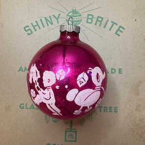 Vintage Shiny Brite schablonierte Spielzeug-Spielwaren-große rosa Verzierung