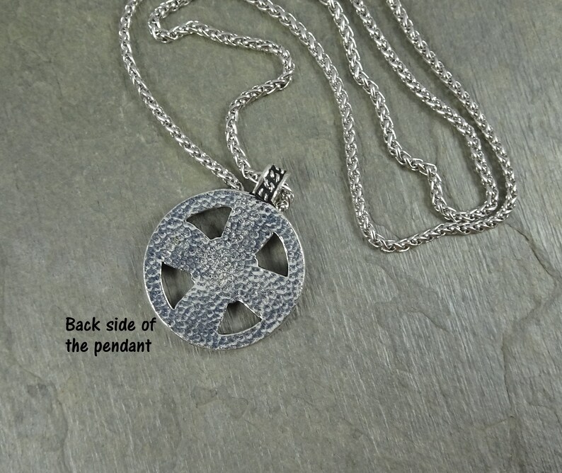 Silver Cross Necklace Antiqued Silver Necklace Doubloon Pendant Rhodium Rope Chain with Opulence Pendant Silver Opulence Necklace