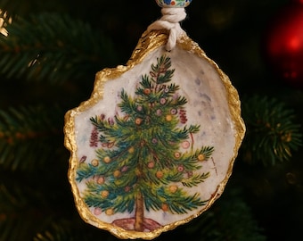 Décoration de sapin de Noël coquille d'huître