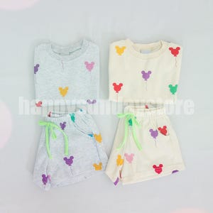 Mickey Ballons Print Top and Short Set | Disneyland Outfit, Birthday Party Matching Clothes