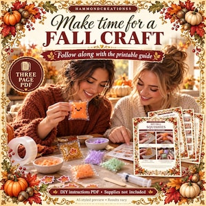 DIY Fall Squishies Instructions PDF | Nano Tape Craft Tutorial | 4 Filling Options & Illustrated Steps | Autumn Printable