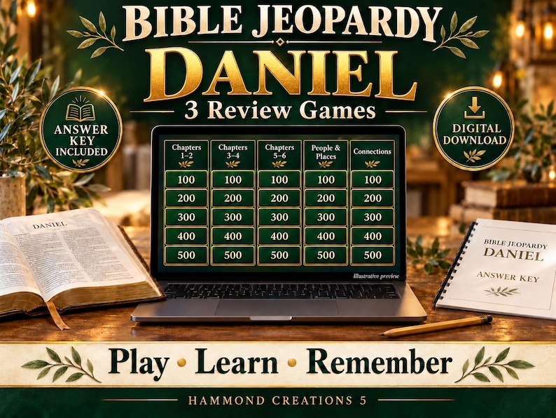 Daniel Bible Jeopardy Game | 3 Review Games | Digital Bible Trivia for ...