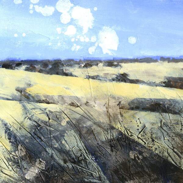 Semi-abstract landscape original painting - Snow fields