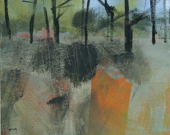 Abstract landscape treescape painting by Paul Bailey: Interim wood