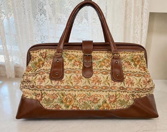 VTG Tapestry Traveler Carpet Bag Mary Poppins Doctor Bag By Little Woods