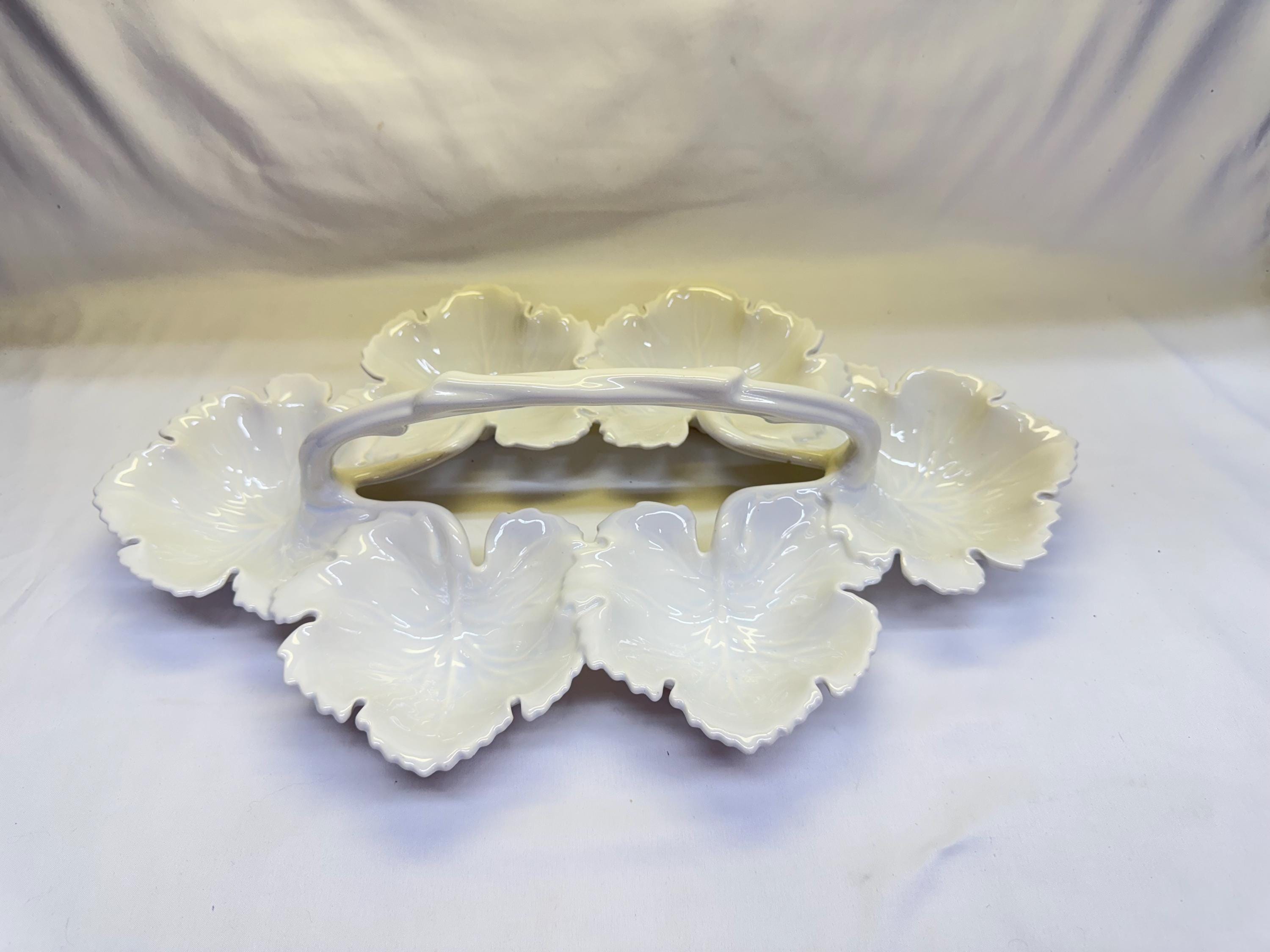Vtg MCM Whittier California Potteries White 6 Leaf