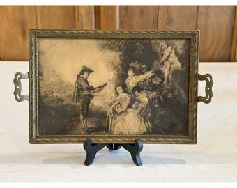 Antoine Watteau French Art Picture / Tray ~ Lesson Of Love "The Guitar Player"