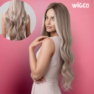 Long Blonde Wig with Highlights | 28 Inch Layered Wavy Glueless Natural Blonde Layers | WigCo