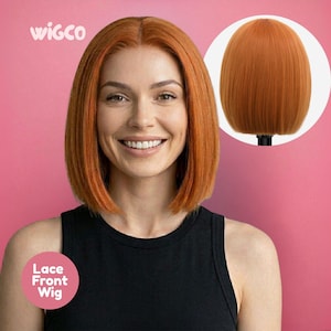 Short Copper Bob Wig | Lace Front 12 Inch Straight Ginger Wig | WigCo