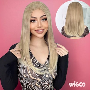 Straight Golden Blonde Wig | 18 Inch Glueless Center Part Wig for Women | WigCo