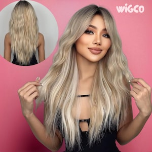 Wavy Blonde Wig with Bangs | Natural 18 Inch Glueless Golden Blonde | WigCo