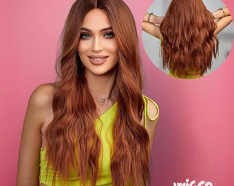 Perruque Femme Longue Couleur Châtain Cuivré (Schokolade Kupfer Docht) - Ref XENA - Neuve Avec étiquettes