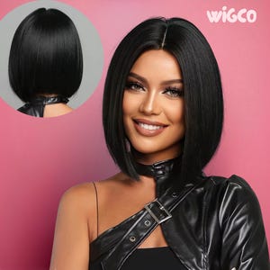 Short Black Wig with Bangs | Straight 10 Inch Glueless Bob Wig for Women | WigCo