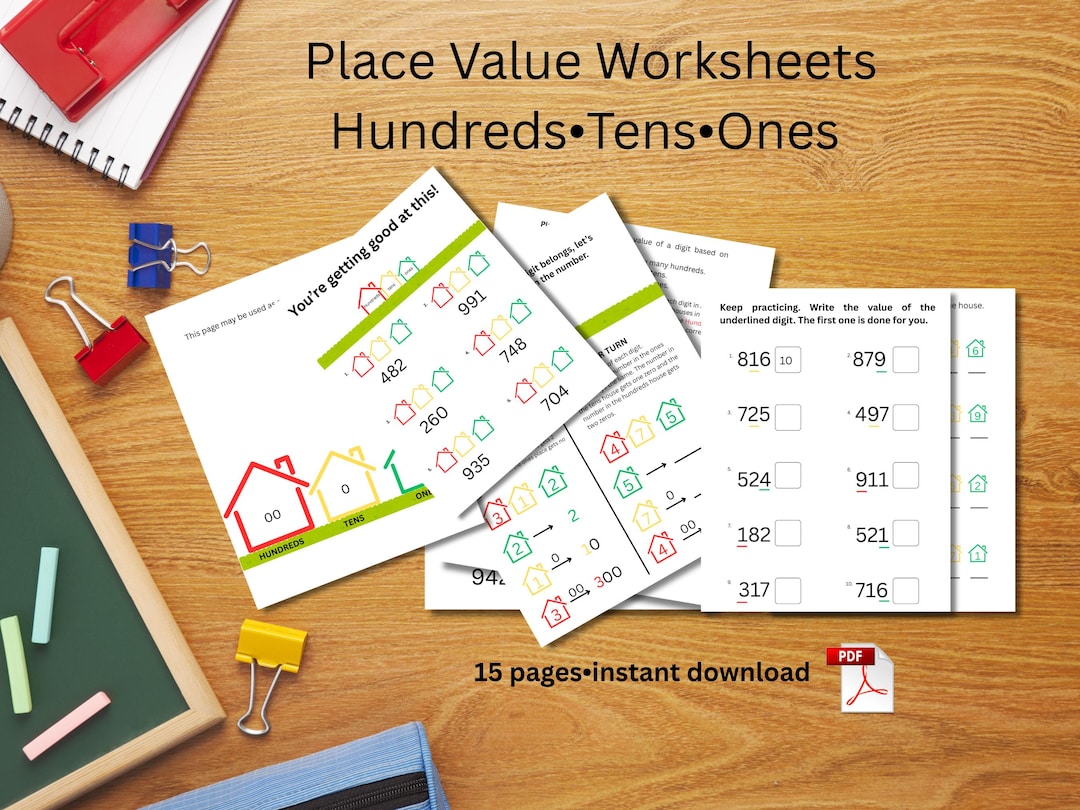 Place Value Math Worksheets: 1st-2nd Grade Learning (PDF Download) - Etsy