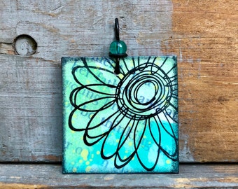 SALE Book Cover Pendant- Thinking About Flowers- 25% Off)