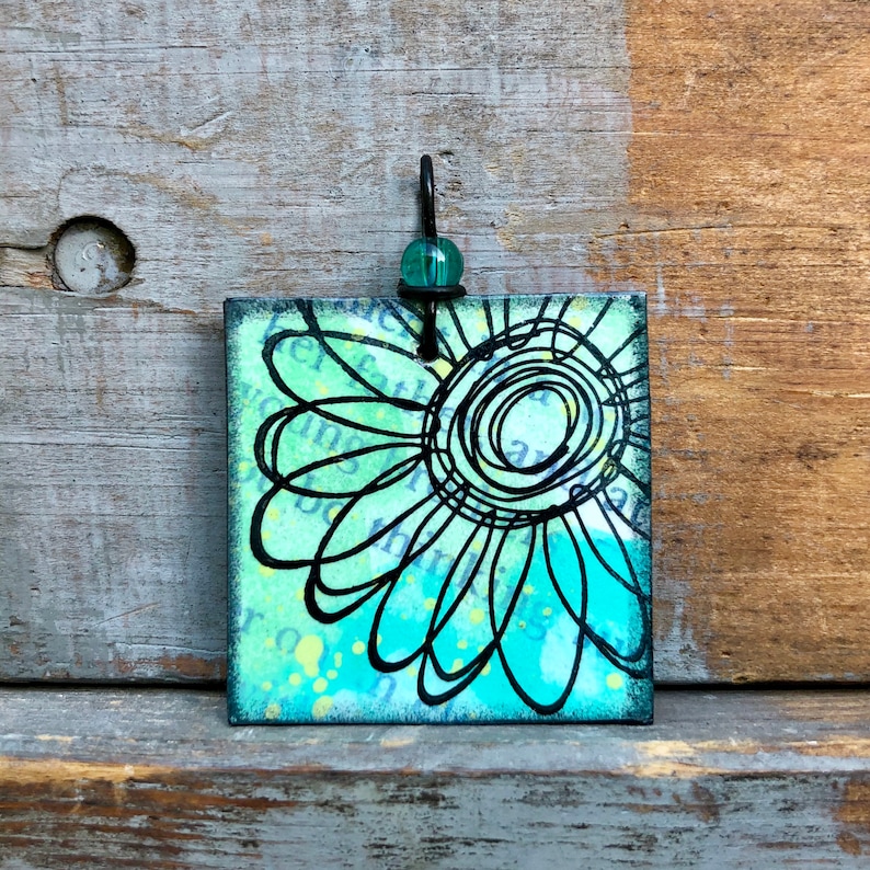 SALE Book Cover Pendant- Thinking About Flowers- 25/% Off