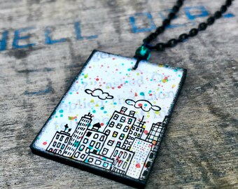 Book Page Pendant- Oz in the City- Recycled Book Cover