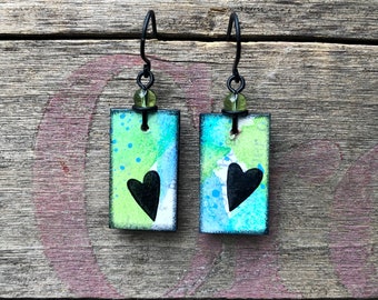 Book Page Earrings- The Heart Begs- Recycled Book Cover- Nickel-free Hooks