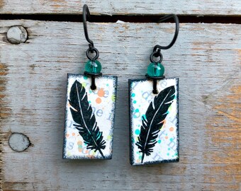 Book Page Earrings- Feather-light- Recycled Book- Nickel-free Hooks