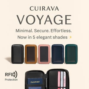 Cuirava Voyage RFID Travel Wallet | Passport Holder Clutch | Slim Organizer for SIM, Cards, Cash & Travel Essentials