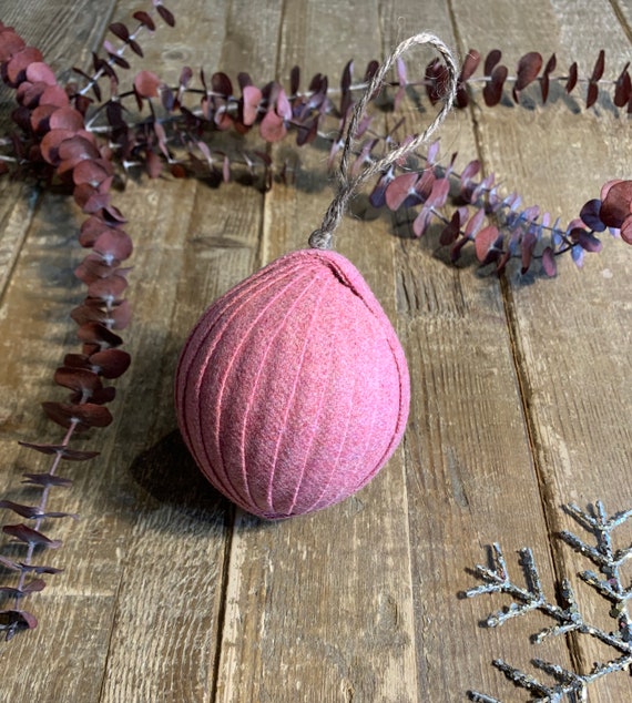 Handmade Pink Wool Christmas Tree Bauble, Christmas Decoration / Festive Ornament - Large