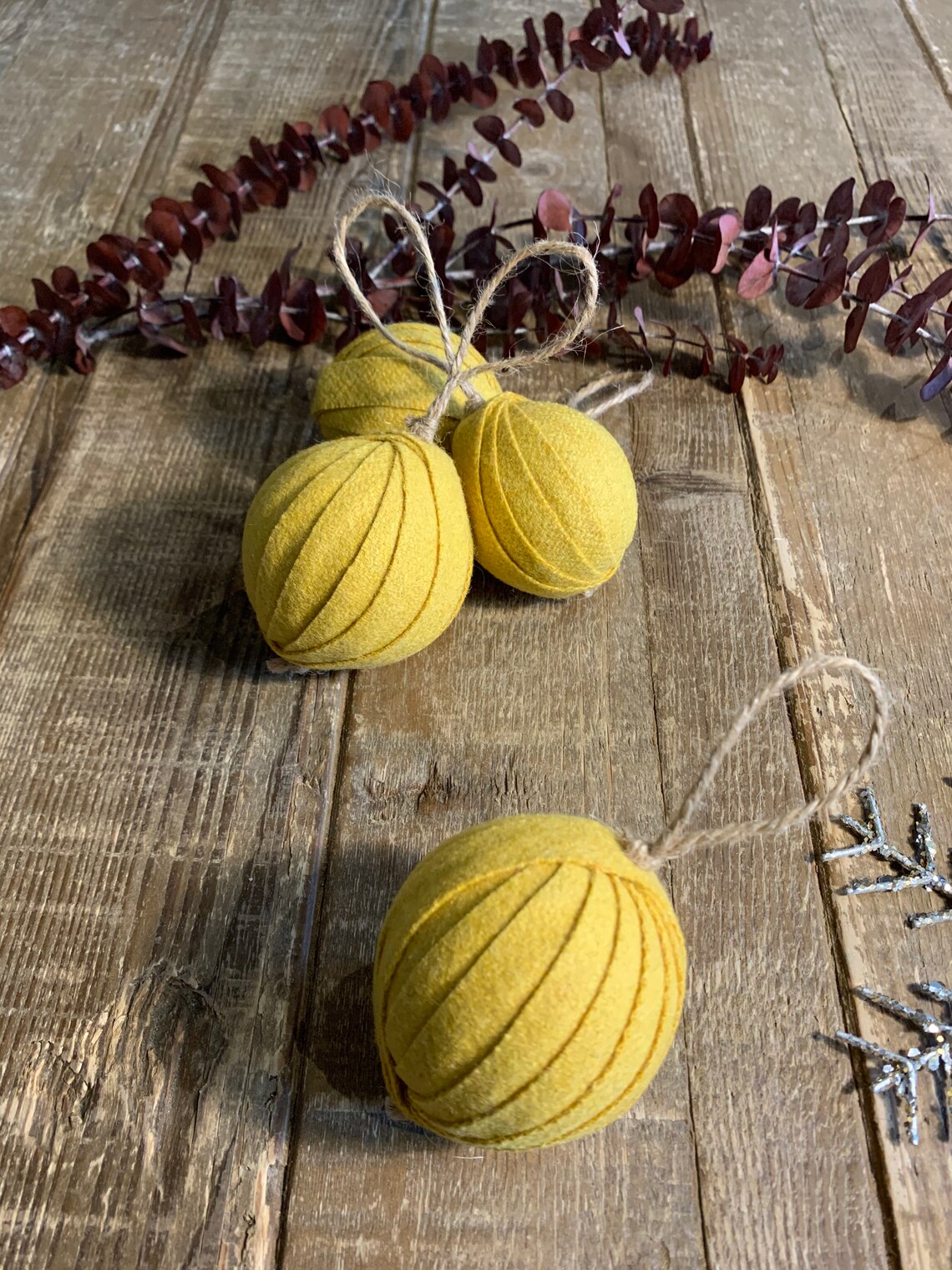 Handmade Yellow Mustard Wool Christmas Tree Bauble Christmas Etsy