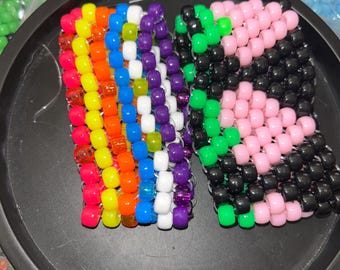 Colorful Peyote Bead Cuff – Handmade Kandi Rave Bracelet, Customizable Jewelry