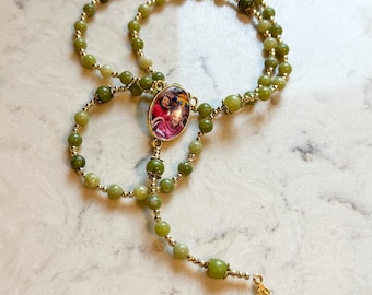 Gemstone Rosary with Custom Centerpiece | Prayer Beads | First Communion Gift | Confirmation Gift