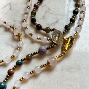 Handmade Gemstone Rosary | Full-length Catholic Rosary with Durable Metal Crucifix | Prayer Beads | Christian Gift | Ave & Earth | Baptism Gift | First Communion Gift | Confirmation Gift