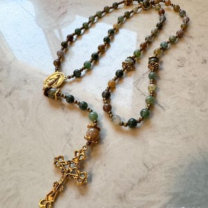 Handmade Gemstone Rosary | Full-length Catholic Rosary with Durable Metal Crucifix | Prayer Beads | Christian Gift