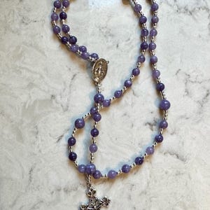 Handmade Gemstone Rosary | Full-length Catholic Rosary with Miraculous Medal | Prayer Beads | First Communion Gift | Confirmation Gift image 18