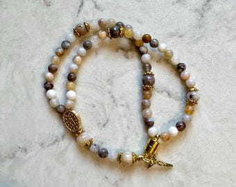 Handmade Gemstone Bracelet Rosary | Full 5 Decade Catholic Rosary Bracelet | Magnetic Clasp | First Communion Gift | Confirmation Gift