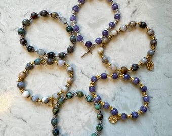 Handmade Gemstone Bracelet | Christian Charm Bracelet | Catholic Jewelery