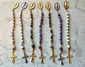 Handmade Gemstone Decade Rosary | Decade Catholic Rosary with Miraculous Medal | Prayer Beads | First Communion Gift | Confirmation Gift